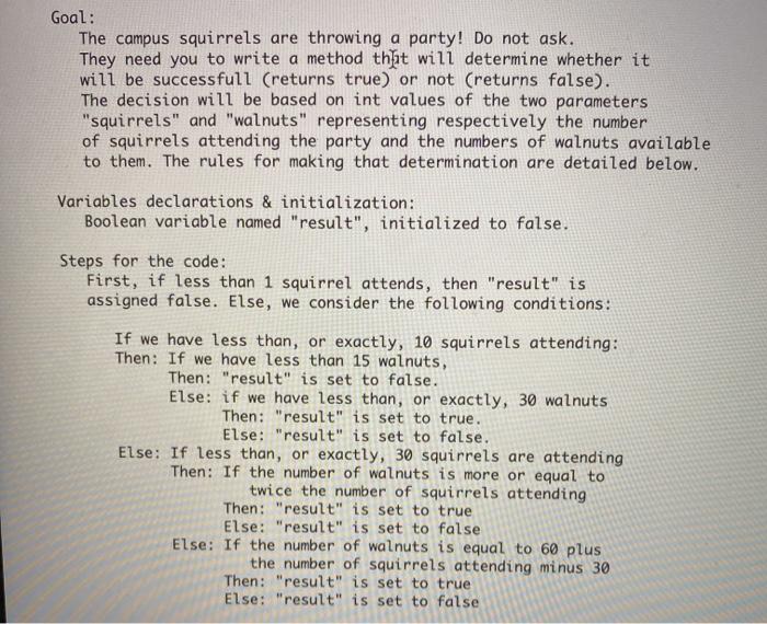 compile this code Goal: The campus squirrels are throwing a party! Do