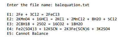 An equation is comprised of a list of compounds and elements, separated