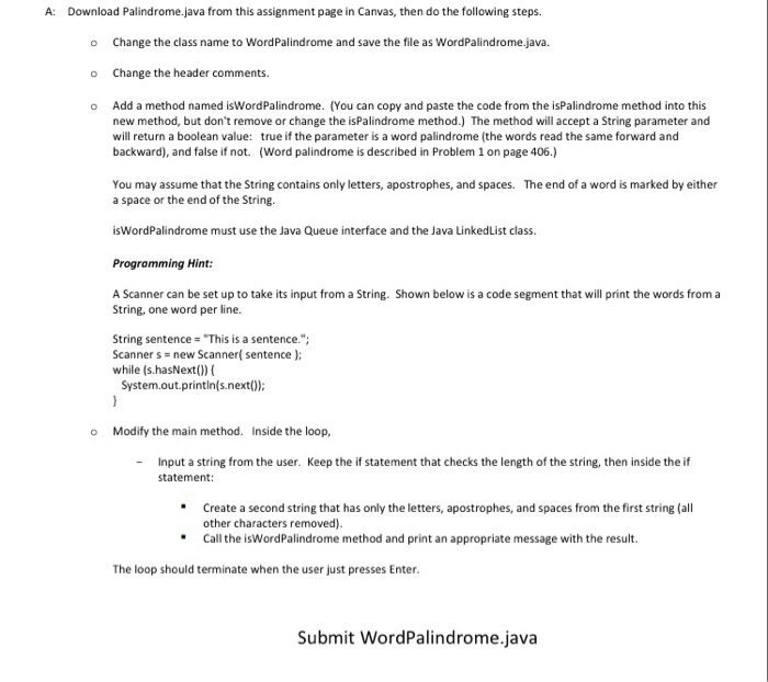  //File: Palindrome.java // This program determines whether an input line is