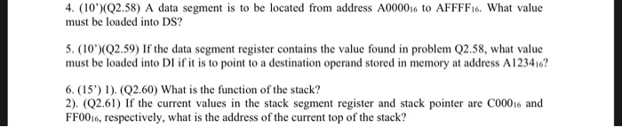  4. (10')02.58) A data segment is to be located from address
