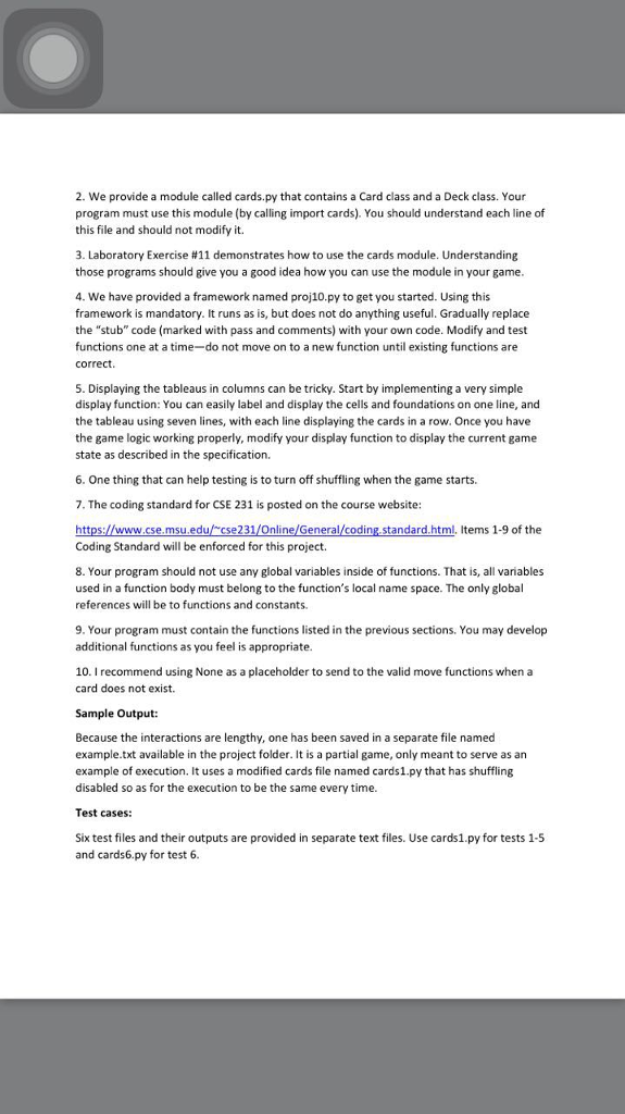 by alternate color. Deliverables The deliverable for this assignment is the following