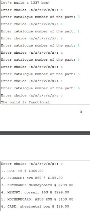 and filtered by type or price (or both). The system should also
