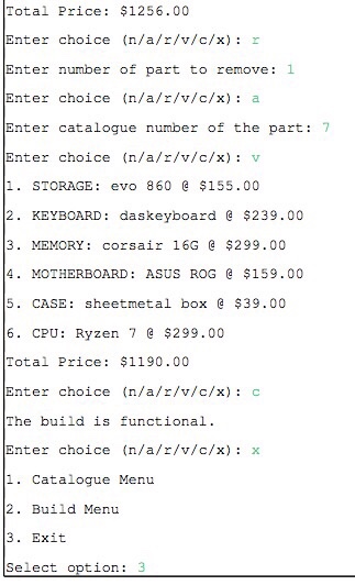allow the user to build a computer (more accurately a parts list)