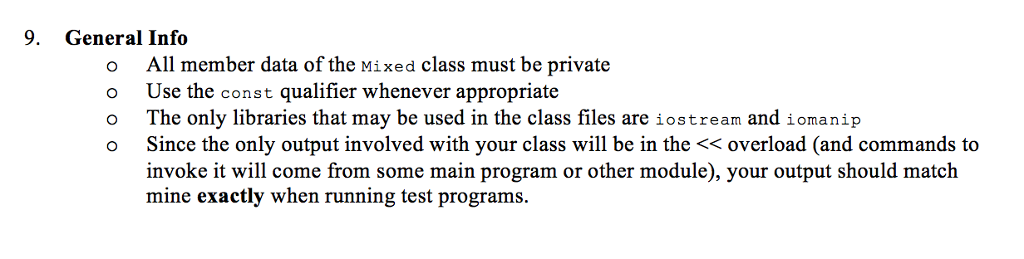 should test all cases. Info: Create a class called Mixed. Objects of
