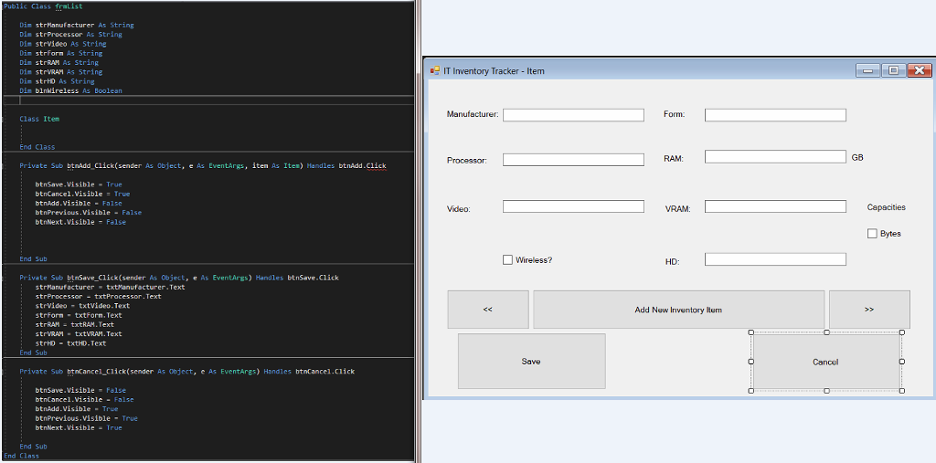 In my visual basic class we are covering the basics of objects