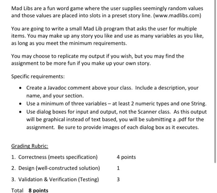 This is to be coded in Java and I use Eclipse. Can