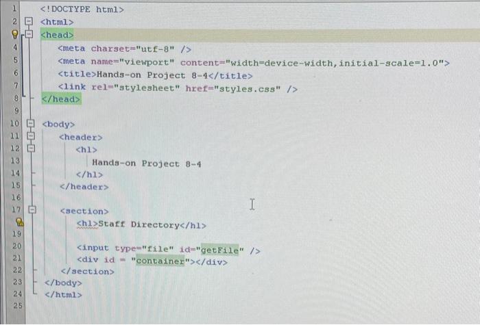 The first few lines of a JSON file containing a staff directory