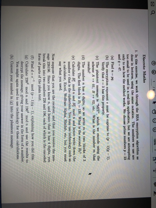 the question(g),(h) Discrete Maths 1. In this exercise, we work through the