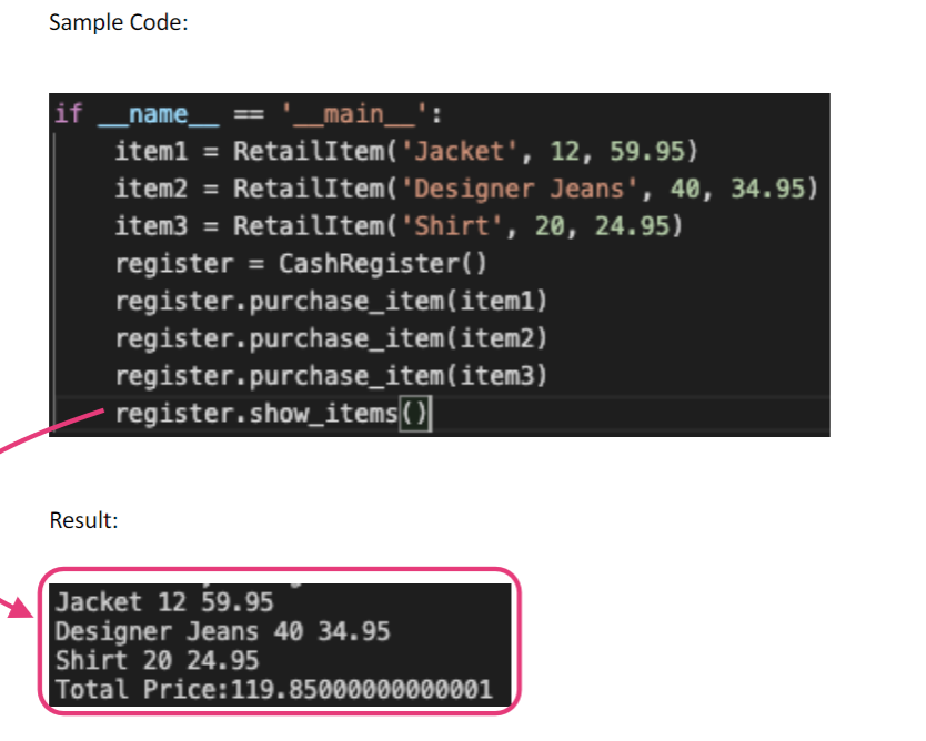 def __init__(self, description, units, price): self.description = description self.units = units self.price