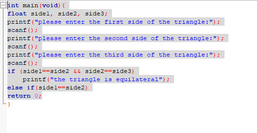 Write a program to check whether the triangle is equilateral, isosceles or