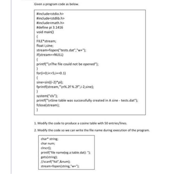  Given a program code as below. #include #include #include #define pi