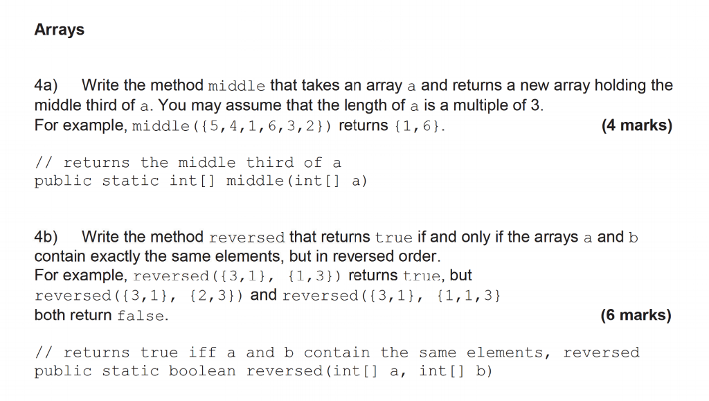  Write the method middle that takes an array a and returns
