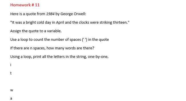 (MUST BE IN PYTHON 2.7) Here is a quote from 1984 by