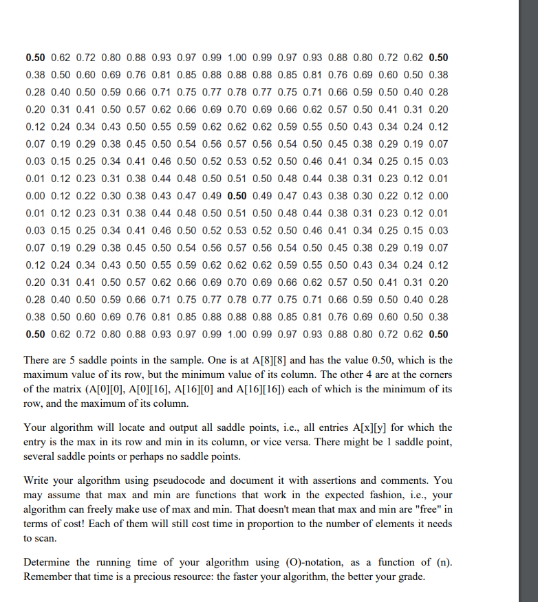 is a global minimum along a line parallel to either the x