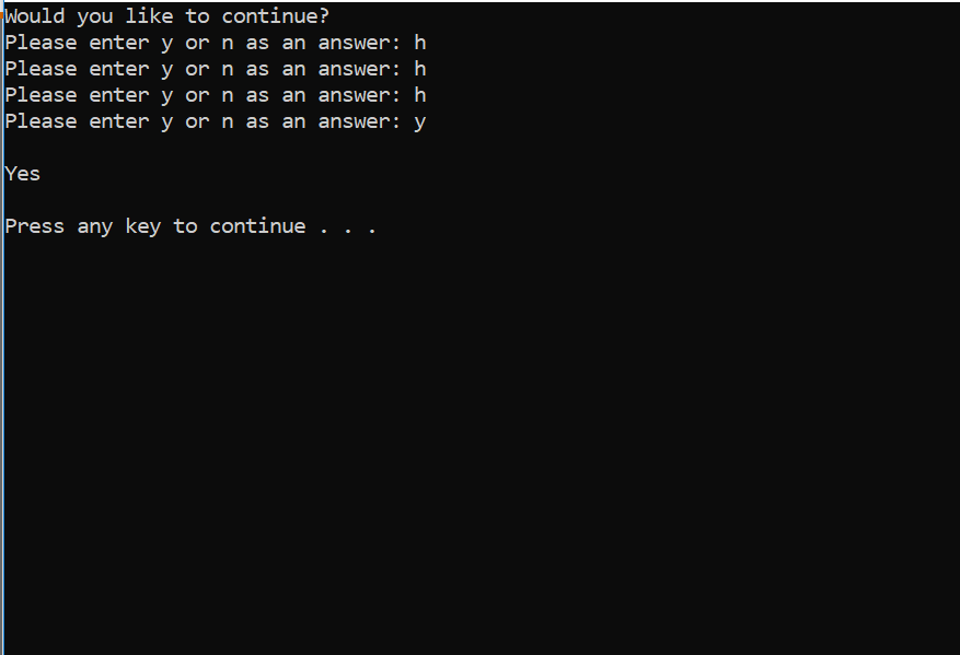 Example 1: // this function receives a character corresponding to the answer