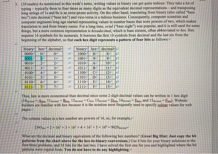  3. (10 marks) As mentioned in this week's notes, writing values