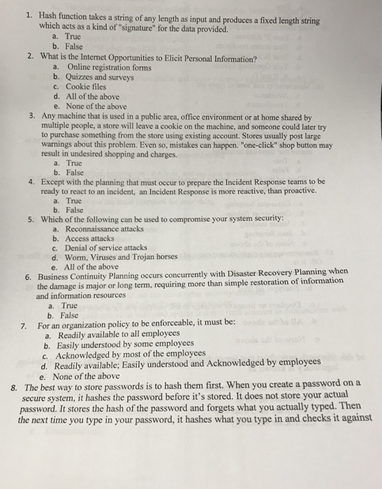  1. Hash function takes a string of any length as input