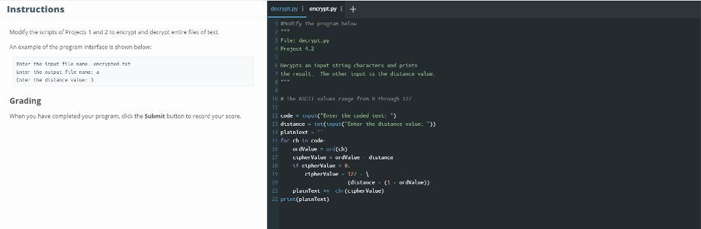 Python 3: Modify the scripts of Projects 1 and 2 to encrypt
