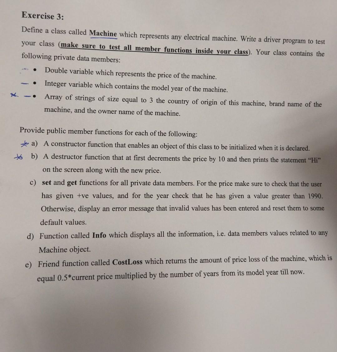 using c++ Define a class called Machine which represents any electrical