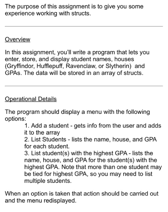 please complete in C++ coding and this assignment is on structs. The