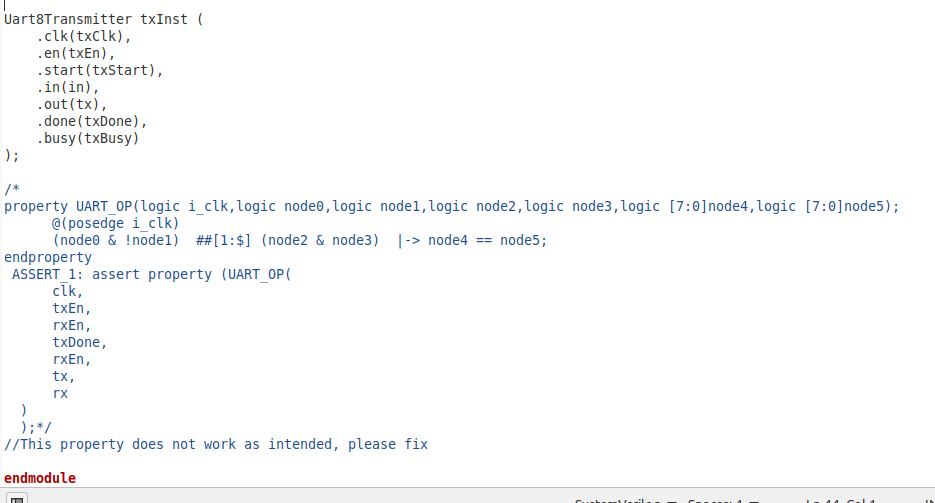 commented out. I believe the operation of the property is correct but