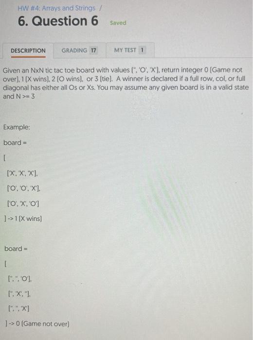 PYTHON HW #4: Arrays and Strings / 6. Question 6 saved DESCRIPTION