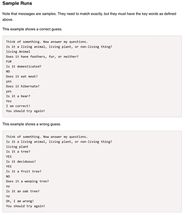 guesses that the user could input and output are in the bottom