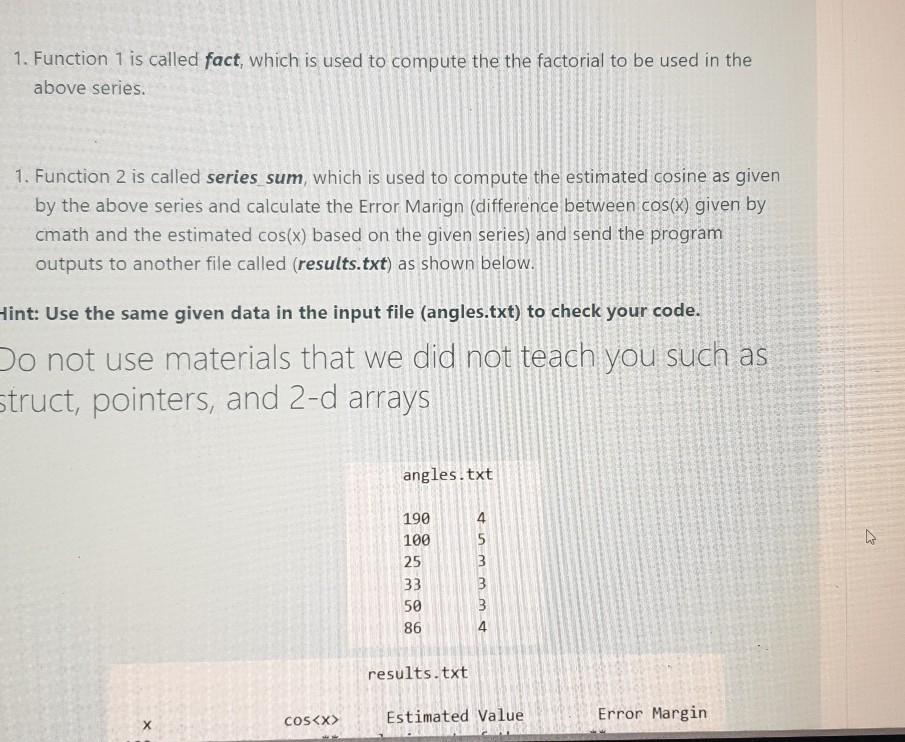 in the 'cmath' library, the cosine of an angle 'x' (given in