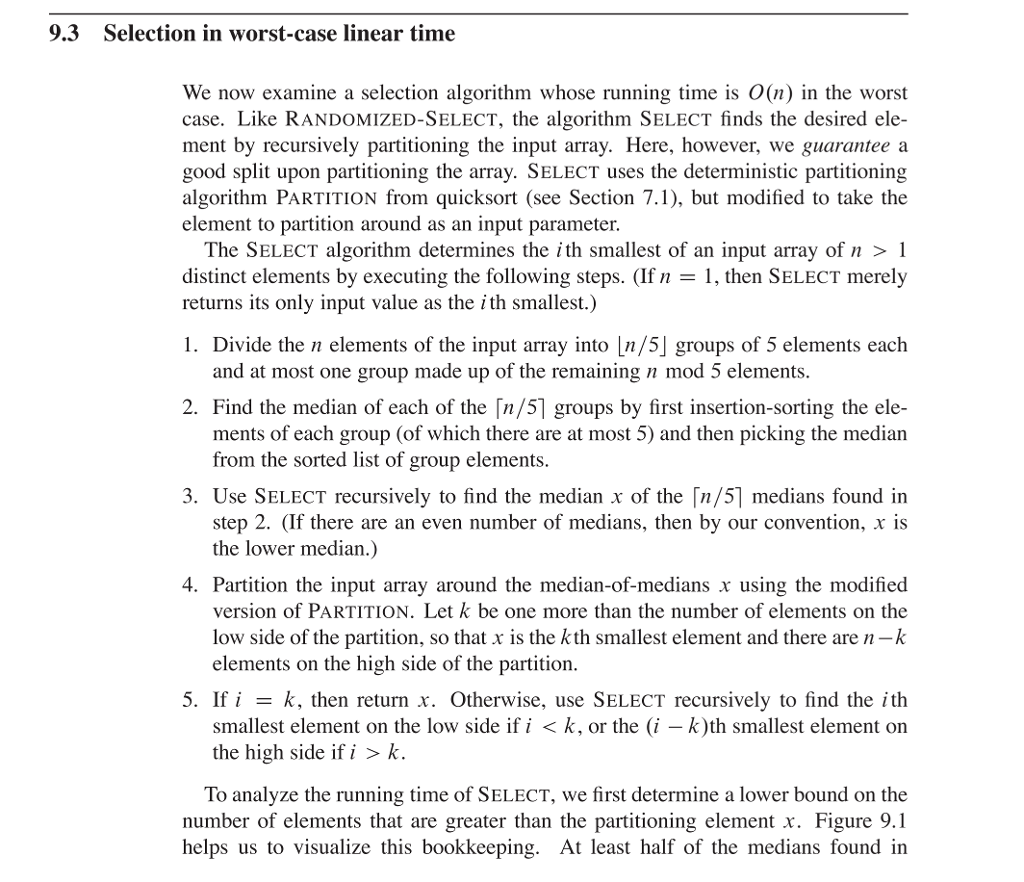 two algorithms for the selection problem, one simple randomized and one sophisticated