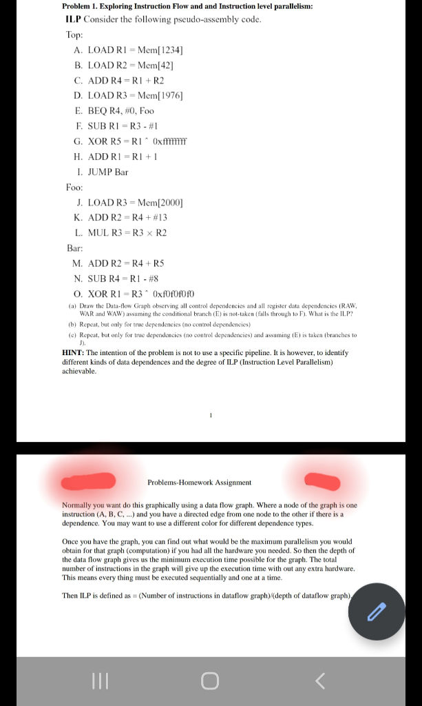  Problem 1. Exploring Instruction Flow and and Instruction level parallelism: ILP