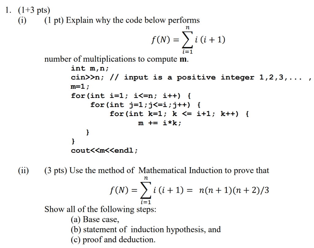  1. (1+3 pts) (i) (1 pt) Explain why the code below