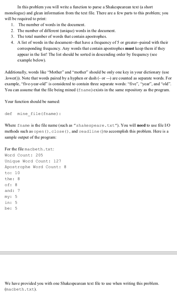  In this problem you will write a function to parse a
