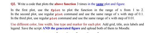  matlab help!!!! 02. Write a code that plots the above function