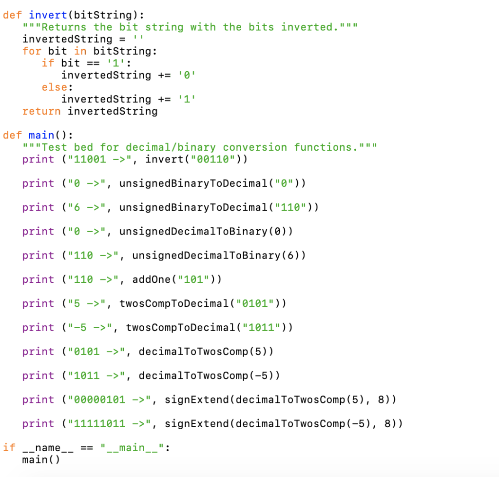  Each function definition should include a docstring that describes what the