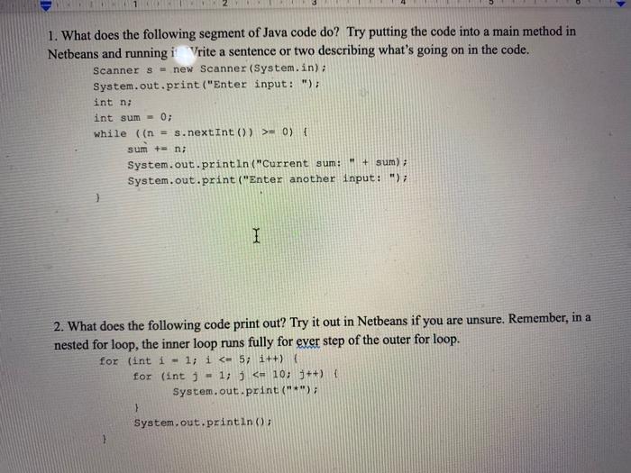 please answer question 1 and 2 1. What does the following segment