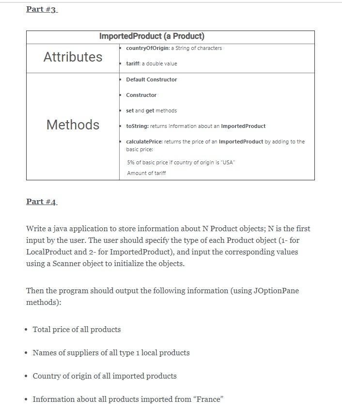 in parts 1, 2 and 3. Then implement the driver program defined