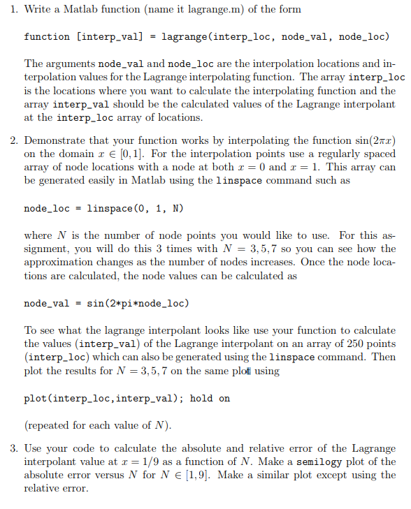 Lagrange Interpolation Problem So I have to write an lagrange function in