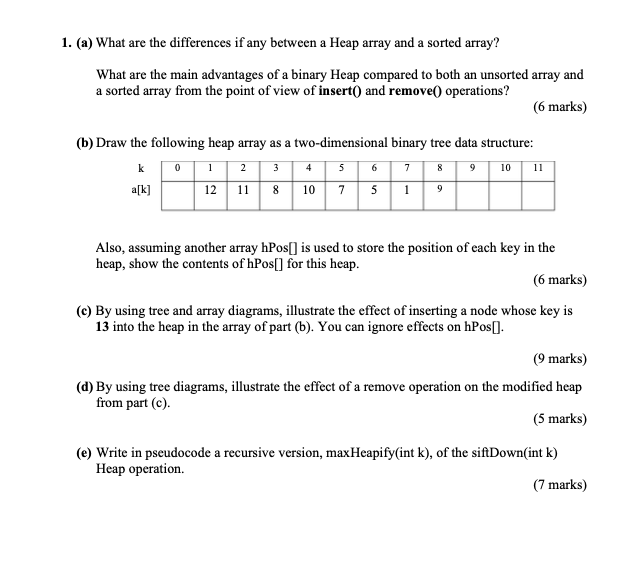  (a) What are the differences if any between a Heap array