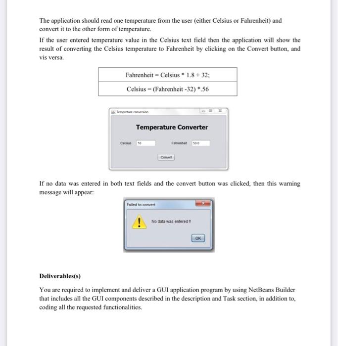 Temperature Conversion. Temperature conversion Temperature Converter Cart The application should read one