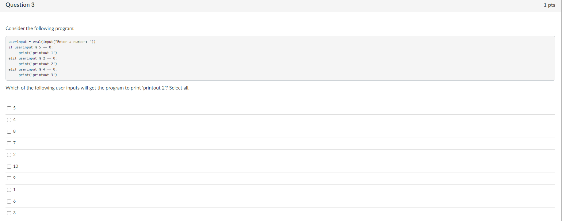 4 'spinach': print('printout1') elif veggie > 'carrot': print('printout2') elif veggie > 'broccoli':
