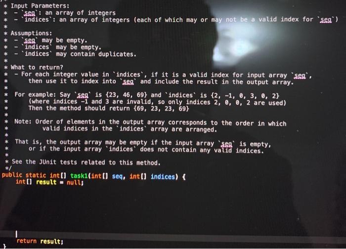  Input Parameters: sea': an array of integers indices': an array of