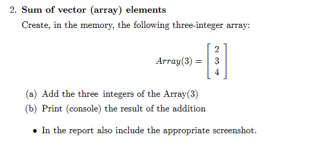 (Load/Store),{Arrays} in MIPS Assembly 2. Sum of vector (array) elements Create, in