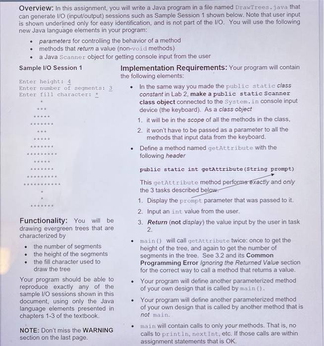  *** Overview: In this assignment, you will write a Java program