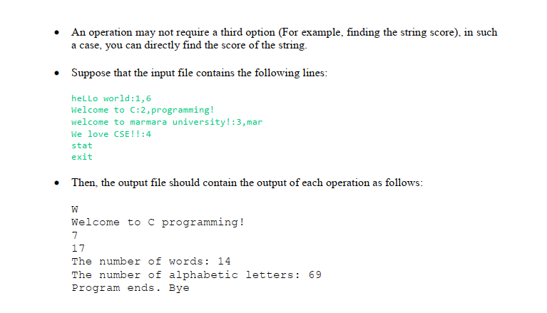 strings with less than 50 characters. You should implement the following functions