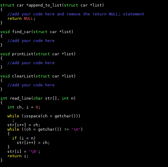 Each car was stored with the make and model, color, manufacture year,
