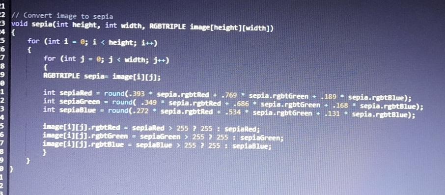 using c language /// thanks in advance . Sepia Most image editing