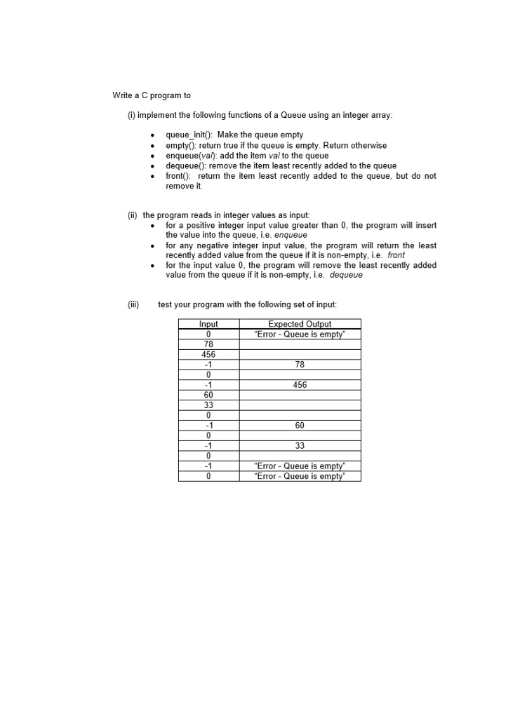  Write a C program to (i) implement the following functions of