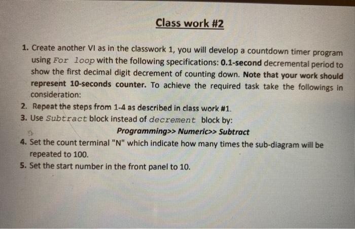 Loops with the same specifications: one-second decremental period, start number can be