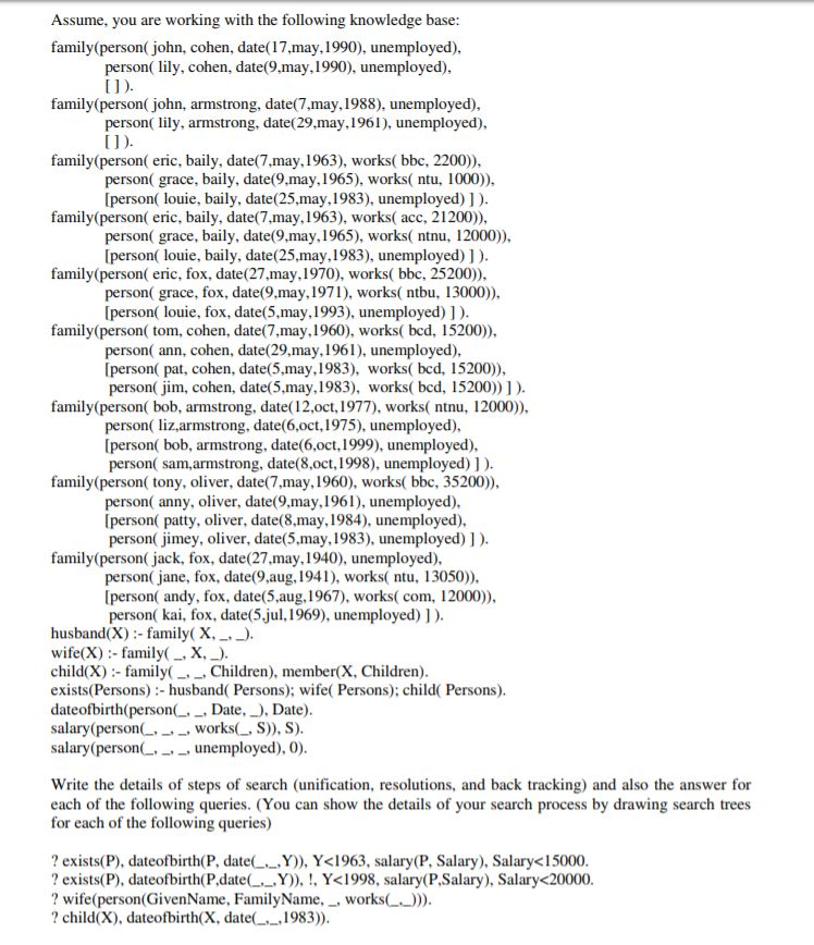  Consider the database from the previous question and answer the following