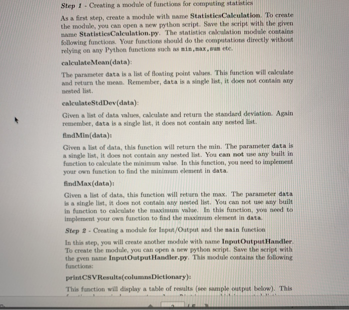  Step 1 - Creating a module of functions for computing statistics